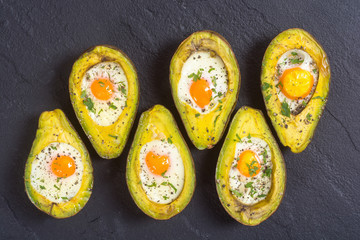 Baked avocado with eggs