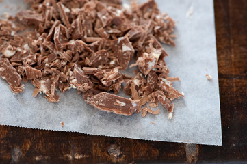 making ice cream cake with vanilla and chocolate