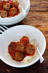 homemade meal with oriental meatballs