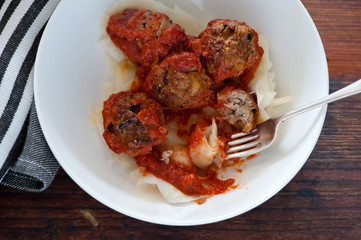 homemade meal with oriental meatballs