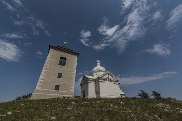 Fototapeta na wymiar Hill in Mikulov town with church
