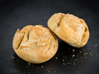 Rustic slate slab with German Buns, selective focus