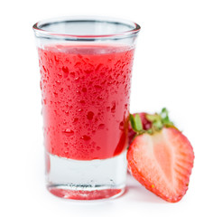 Fresh made Strawberry liqueur over white