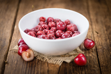 Preserved Cherries close-up shot, selective focus