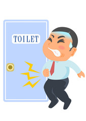 腹痛でトイレに駆け込むサラリーマン