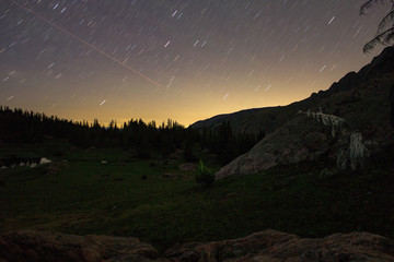 Nighttime sky in the mountains