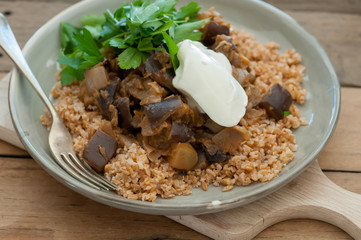 homemade meal with eggplant