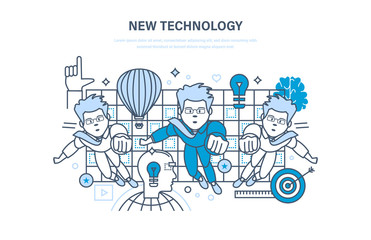 New technology. Innovation research. Education, online courses, start up, training.