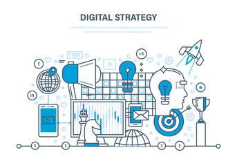 Digital strategy. Digital marketing, media planning, online business and purchasing.