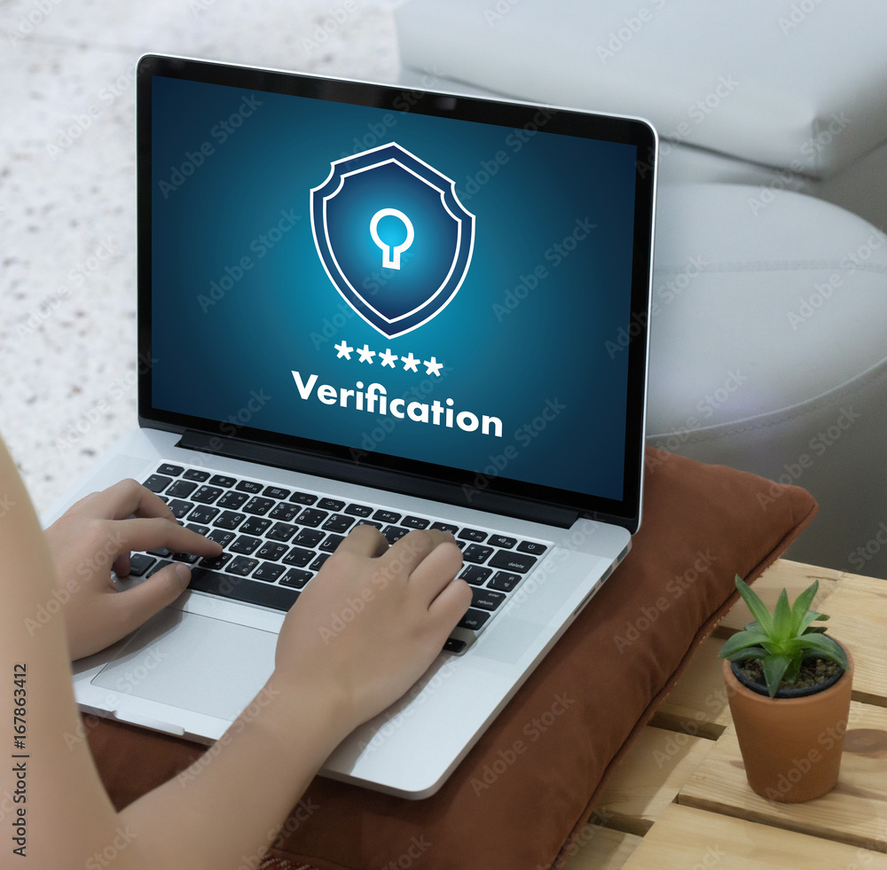 Poster verification action professionals working process performance password and register