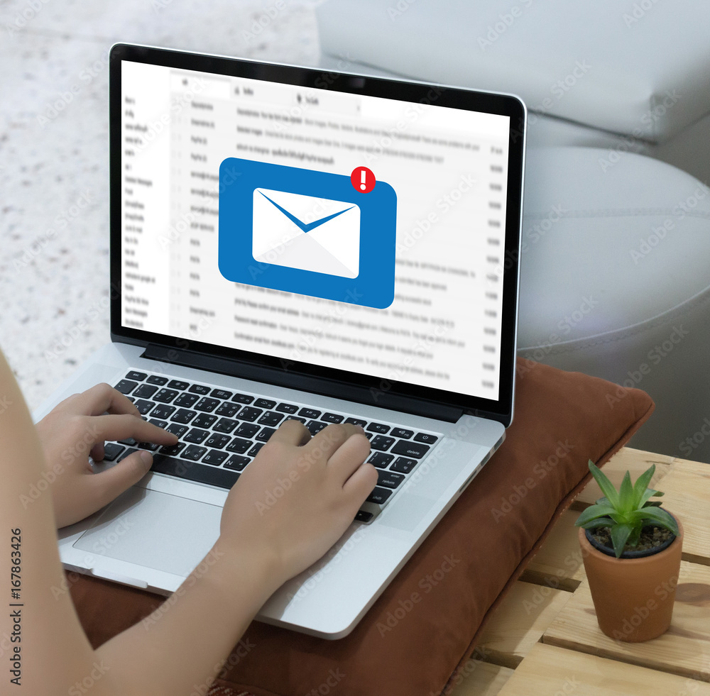 Aufkleber mail communication connection message to mailing contacts phone global letters concept