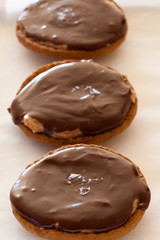 delicious tartlet closeup with chocolat