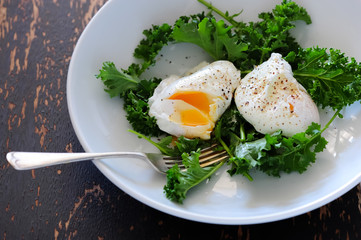 balanced meal with eggs and salad