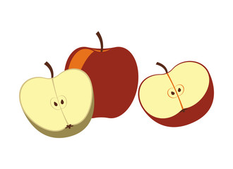 Apple fruit isolated icon. Ingredient for winter hot drink mulled wine, christmas beverage vector illustration.