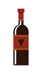Wine bottle isolated icon. Ingredient for winter hot drink mulled wine, christmas beverage vector illustration.