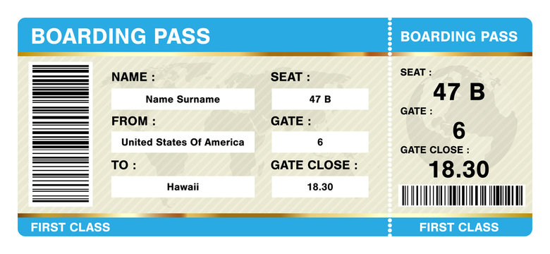 simple boarding pass ticket on white background
