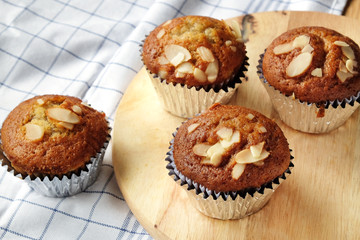 Banana cupcakes, very yummy and delicious banana cake and almond toping.
