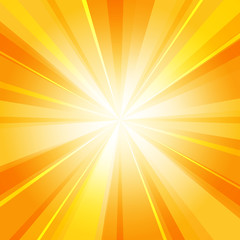 Shiny sun radiator vector background. Sunny rays radiating light yellow pattern