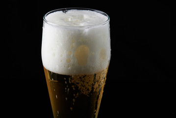 Close-up of beer foam