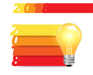 Creative light bulb idea with 2018 new year banner annual report cover design, Inspiration steps to success business plan concept, Vector illustration modern design layout template