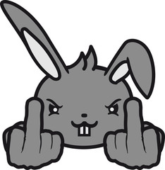 zeigen cool gesicht kopf böse gemein beleidigen fuck you off kaninchen hase klein süß niedlich