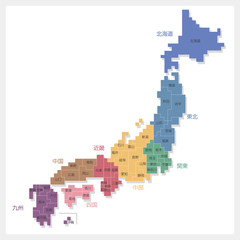 Obraz premium 日本・日本地図・JAPAN MAP