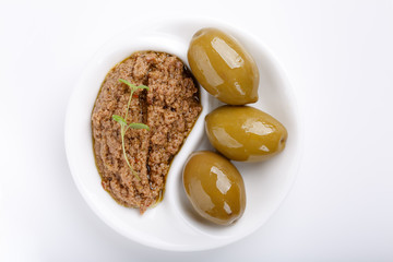 Tapenade &ndash; spicy olive paste made from green olives and red hot chilli pepper.