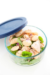 Homemade salad with peas, balanced meal