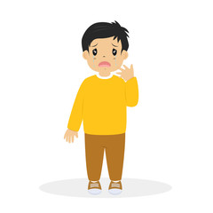 a boy standing and crying cartoon vector