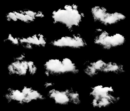 single white cloud isolated on black background