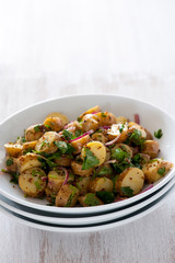 Homemade salad with potatoes, balanced meal