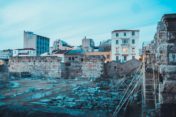 Fototapeta na wymiar Rehabilitation of old walls in city