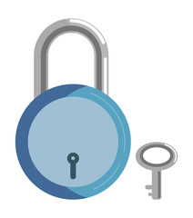 Simple metal lock with blue corpus and small key
