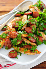 Homemade salad with pork, balanced meal