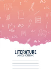 Literature School Notebook template. Back to School background. Education banner.
