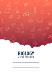 Biology School Notebook template. Back to School background. Education banner.