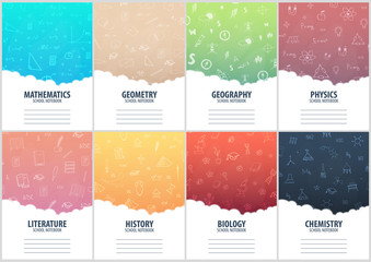 Set of banners school notebook template. Back to School background. Education banner.
