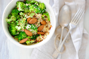 Homemade saladwith broccoli, balanced meal