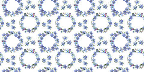 Wildflower cherry flowers flower pattern in a watercolor style. Full name of the plant: cherry flowers. Aquarelle wild flower for background, texture, wrapper pattern, frame or border.
