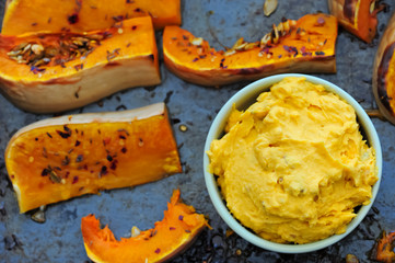 roast butternut pumpkin with hummus