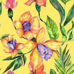 Wildflower orchid flower pattern in a watercolor style. Full name of the plant: orchid. Aquarelle wild flower for background, texture, wrapper pattern, frame or border.