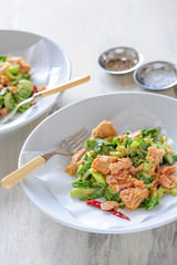 Homemade salad with tuna , balanced meal