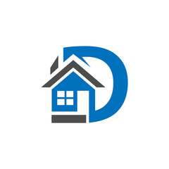 combines house and the letter D,  abstract houses. vector illustrator