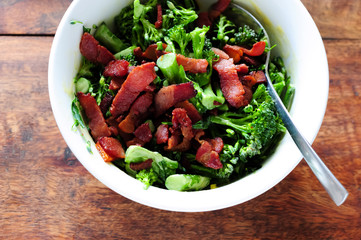 Homemade salad with pork, balanced meal