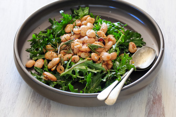Homemade salad with peas, balanced meal
