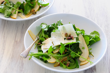 Salad with meat and cheese, balanced meal