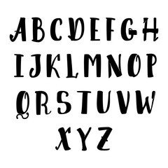 Vector Alphabet. Calligraphic font. Unique Custom Characters. Hand Lettering for Designs - logos, badges, postcards, posters, prints. Modern brush handwriting Typography.