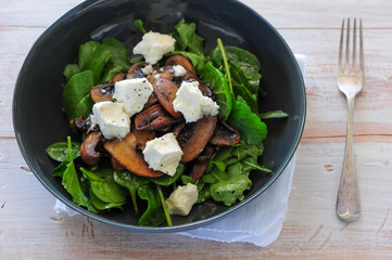 Salad with meat and cheese, balanced meal