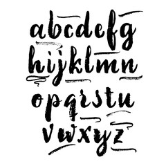 Vector Alphabet. Calligraphic font. Unique Custom Characters. Hand Lettering for Designs - logos, badges, postcards, posters, prints. Modern brush handwriting Typography.