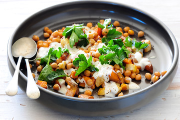 Homemade salad with peas, balanced meal